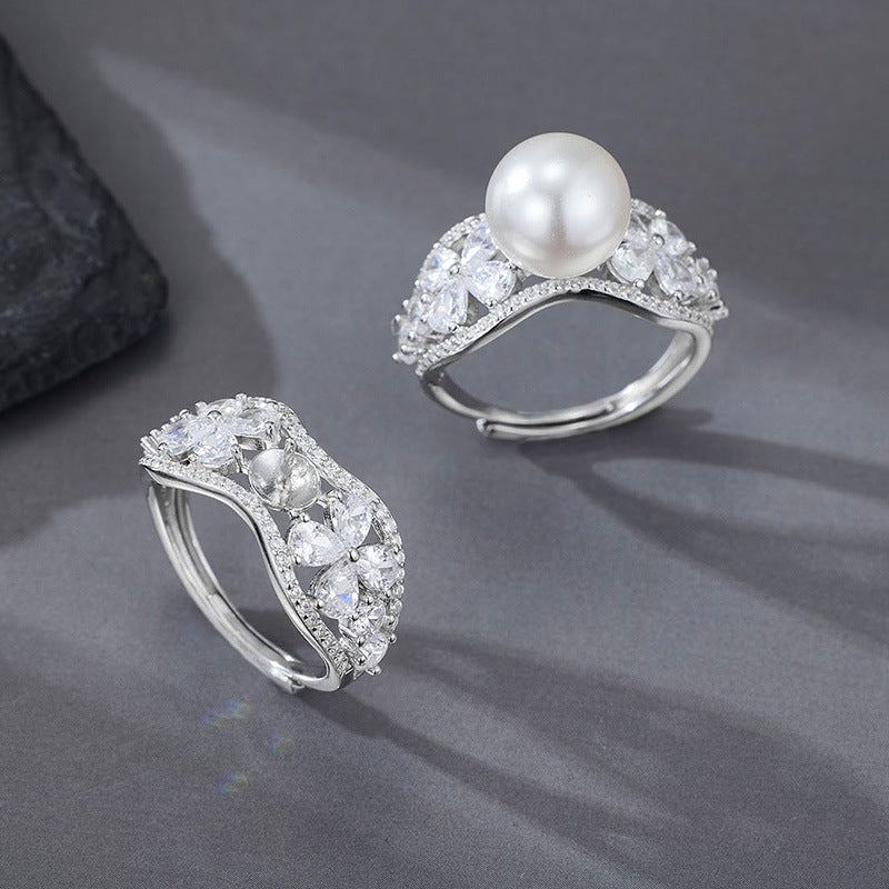 Blütengarten – offener Ring mit Zirkonia