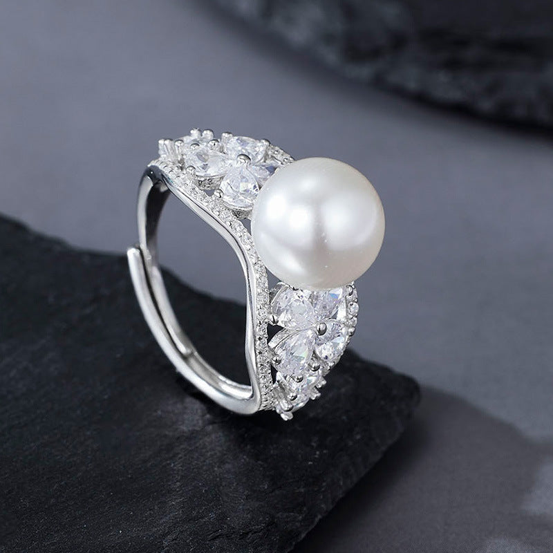 Blütengarten – offener Ring mit Zirkonia