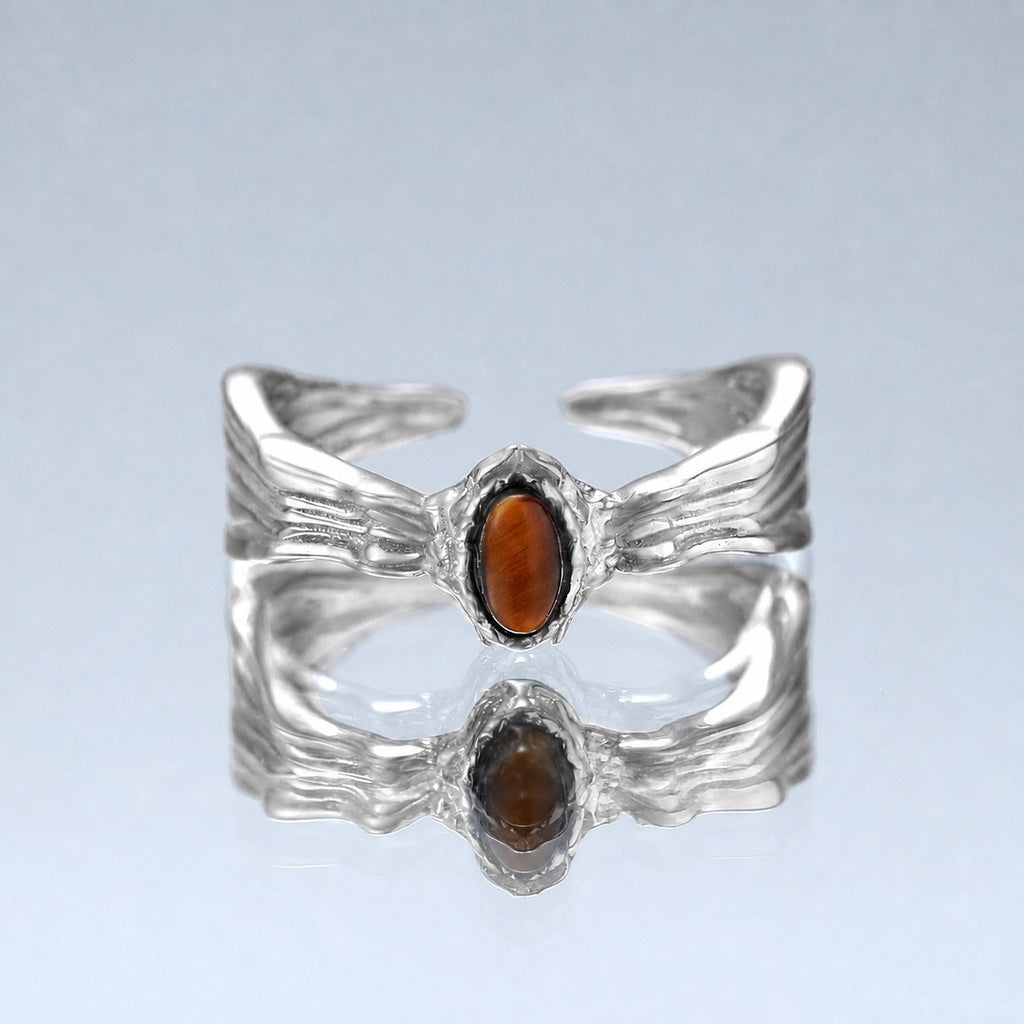 Tigerwelle – offener Ring mit Tigerauge