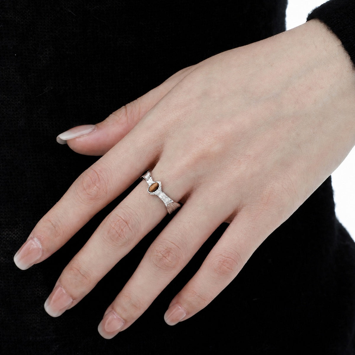 Tigerwelle – offener Ring mit Tigerauge