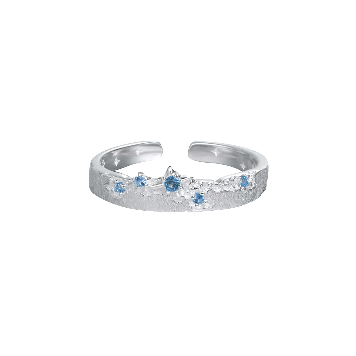 Blauer Sternenstaub – offener Ring mit Zirkonia