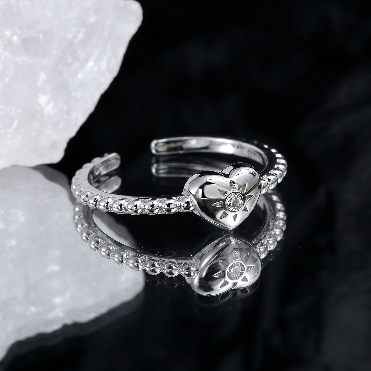 Sonnenherz – offener Ring mit Zirkonia