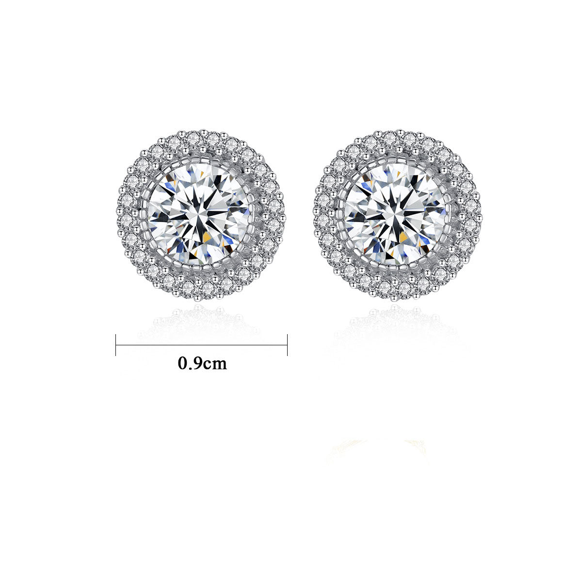 Rundhalo – Zirkonia-Ohrstecker