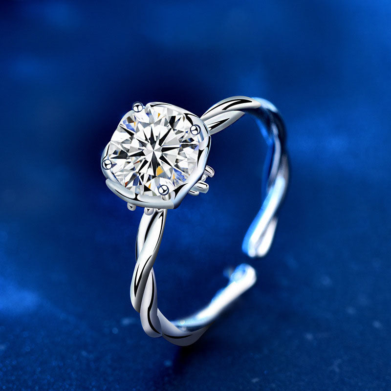 Flechtglanz – Solitärring mit gedrehter Ringschiene