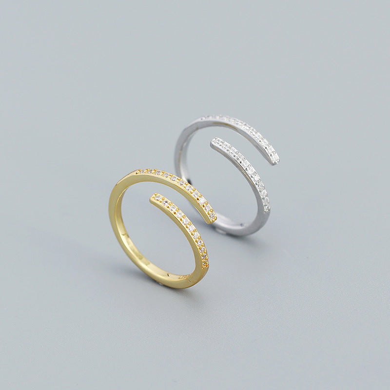 Versetzte Linie – offener Ring mit Zirkonia