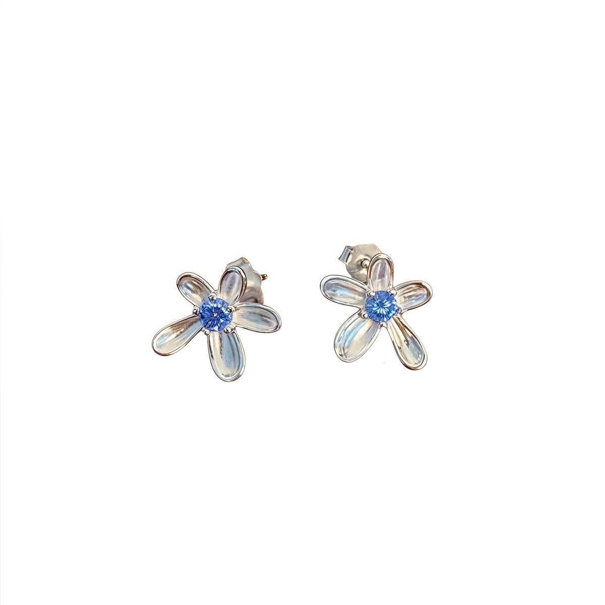 Blaublüte – Ohrstecker mit Zirkonia