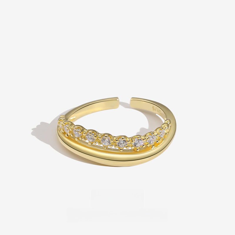 Wellenkranz – offener Ring mit Zirkonia