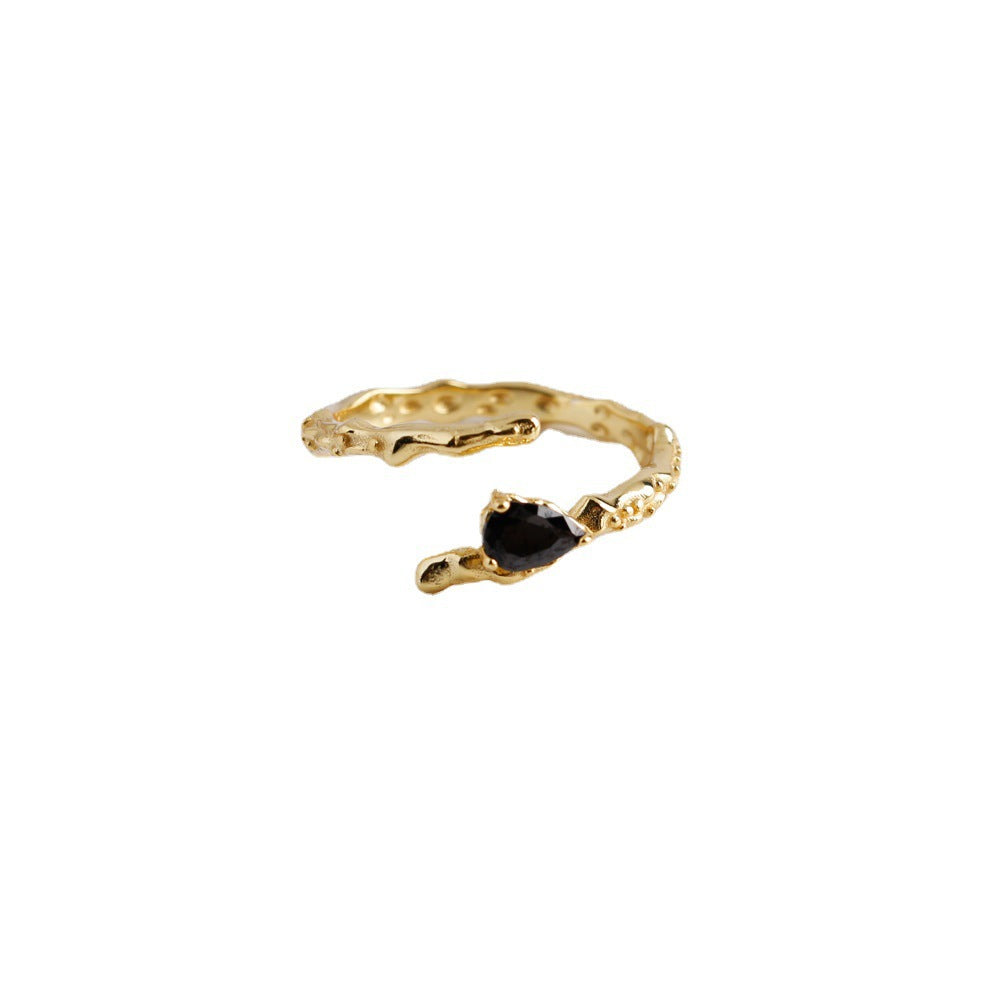Nachtwelle – Ring mit schwarzem Zirkonia