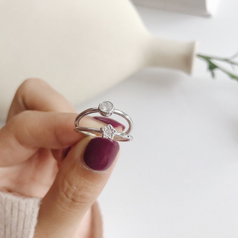 Rund & Stern – offener Ring mit Zirkonia