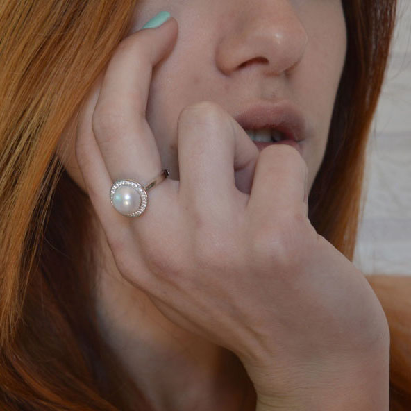 Perlenhalo – offener Ring