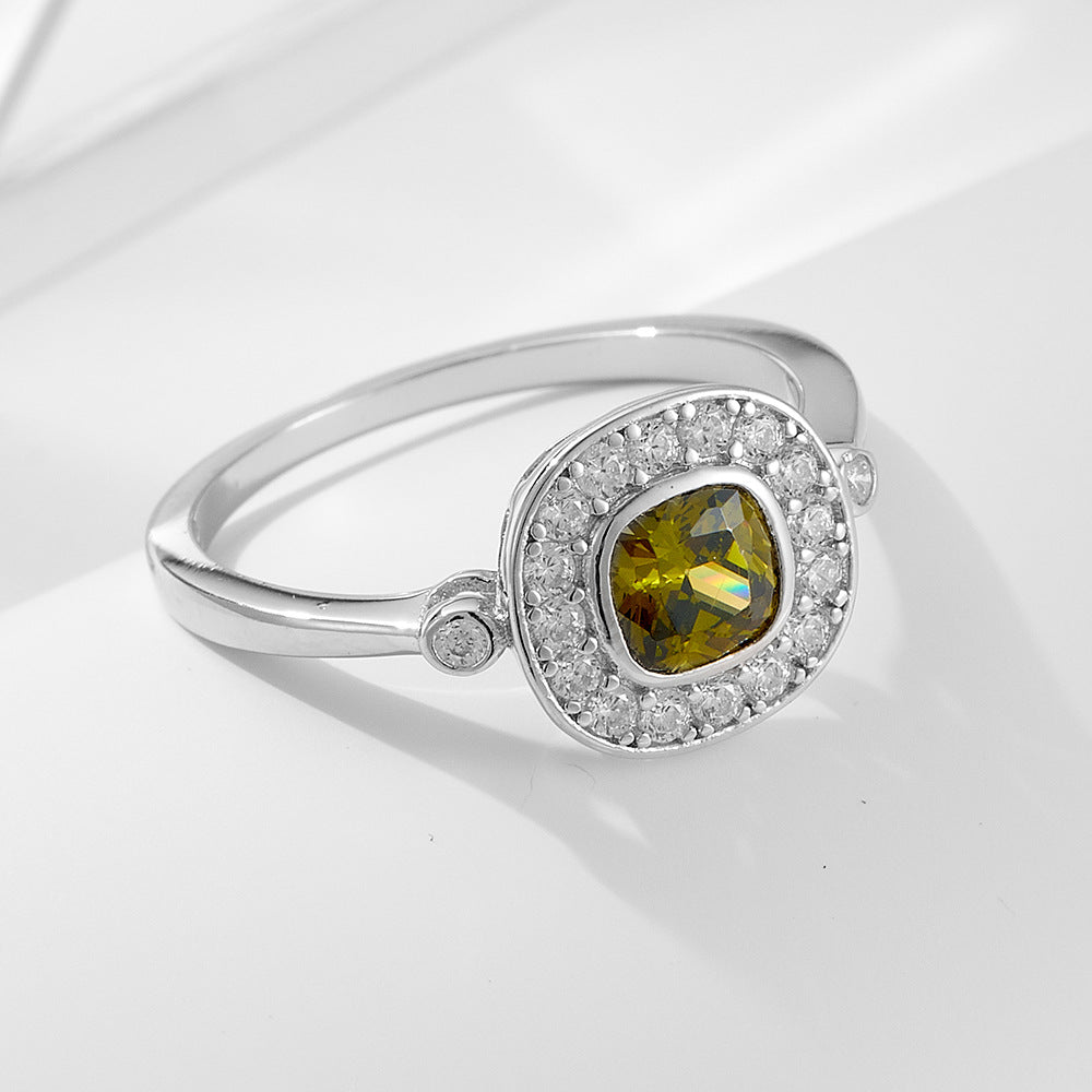 Olivrahmen – Ring mit Zirkonia