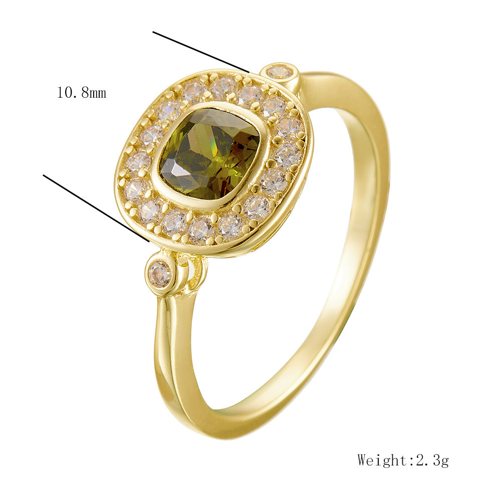 Olivrahmen – Ring mit Zirkonia