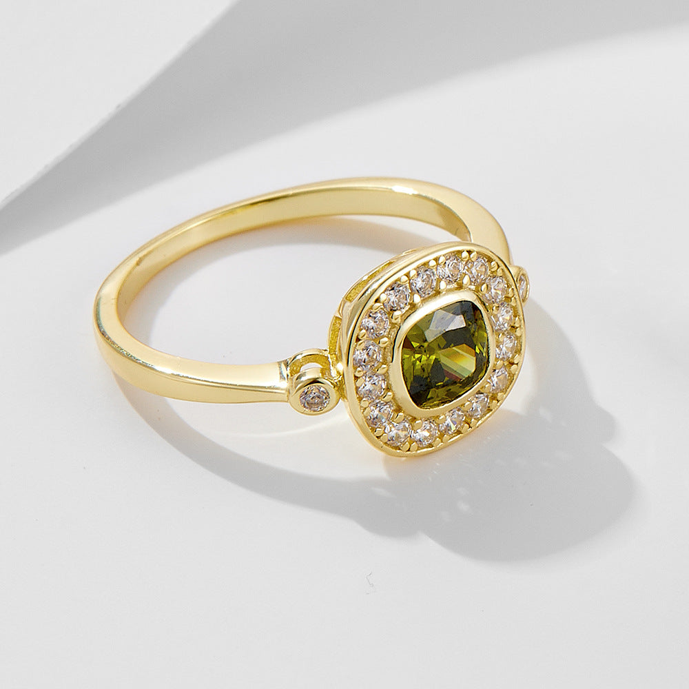 Olivrahmen – Ring mit Zirkonia