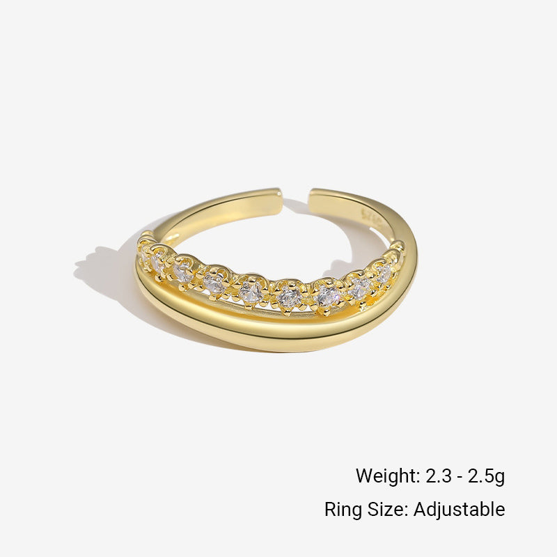 Wellenkranz – offener Ring mit Zirkonia