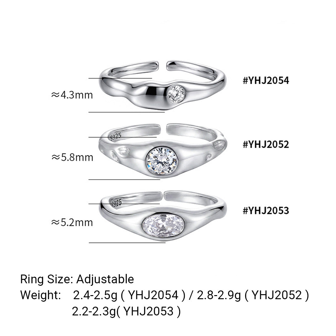 Steinwelle – offener Ring mit Zirkonia