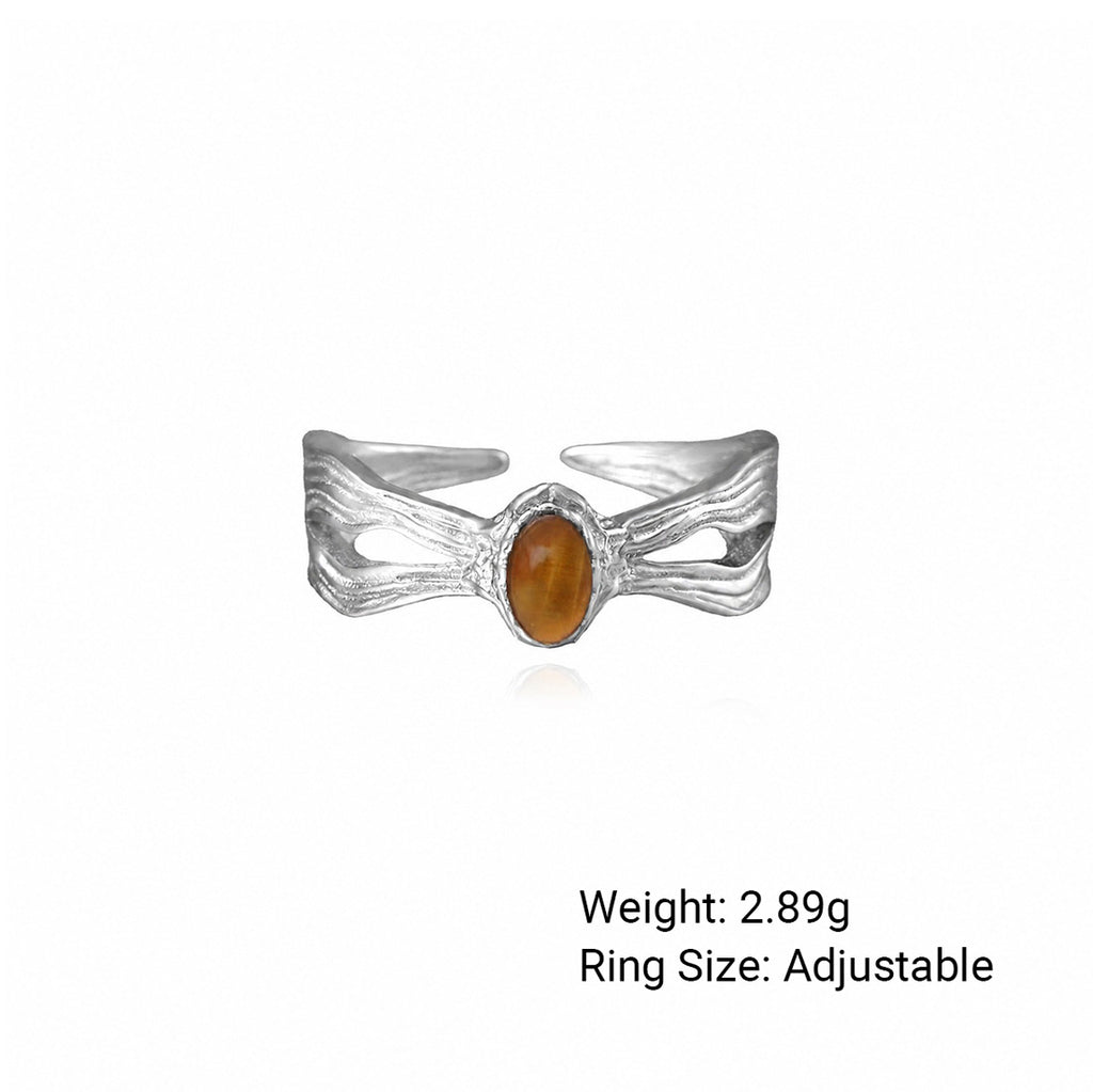 Tigerwelle – offener Ring mit Tigerauge