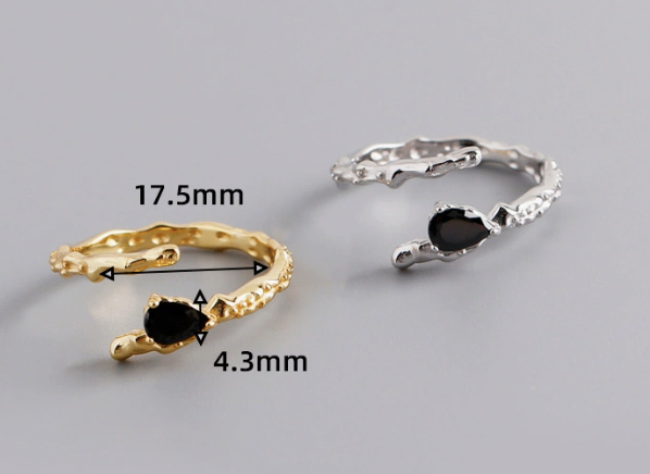 Nachtwelle – Ring mit schwarzem Zirkonia