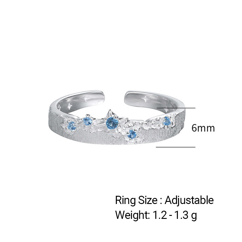 Blauer Sternenstaub – offener Ring mit Zirkonia