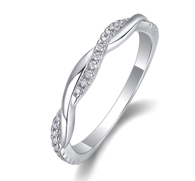 Wellenband – Ring mit Moissanit