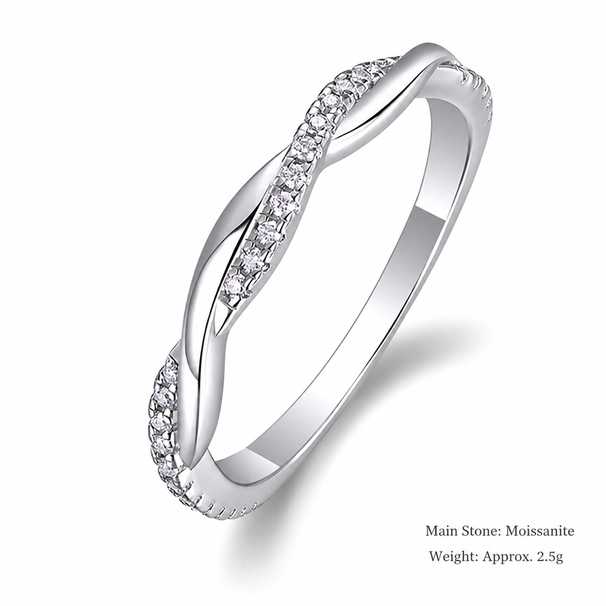 Wellenband – Ring mit Moissanit